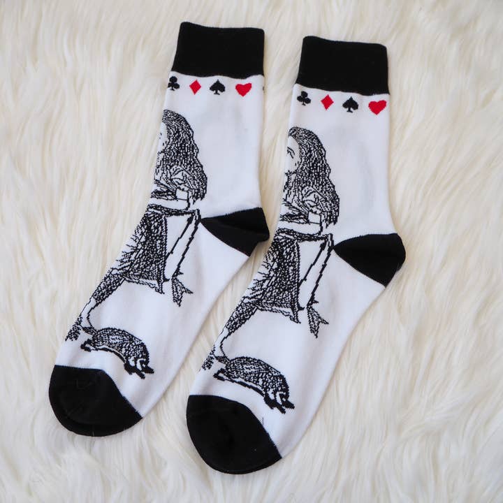 LiteraryEmporium – Großhandel Socken - Unisex – Alice In Wonderland Buchliebhaber-Socken, aus Baumwolle, Schwarz3