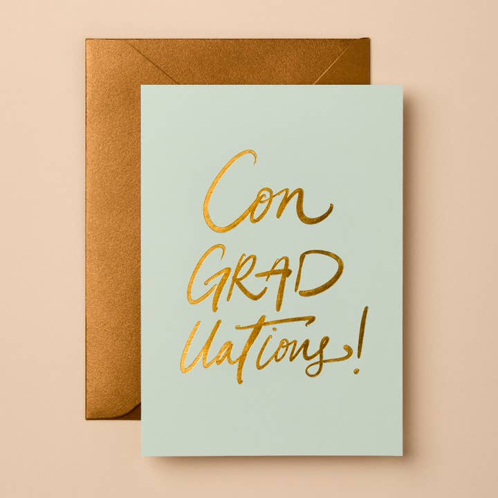 Graduation Card | ConGRADuations! Gold Foil Greeting Card for wholesale by Gabrielle & Celine Greeting Cards USA