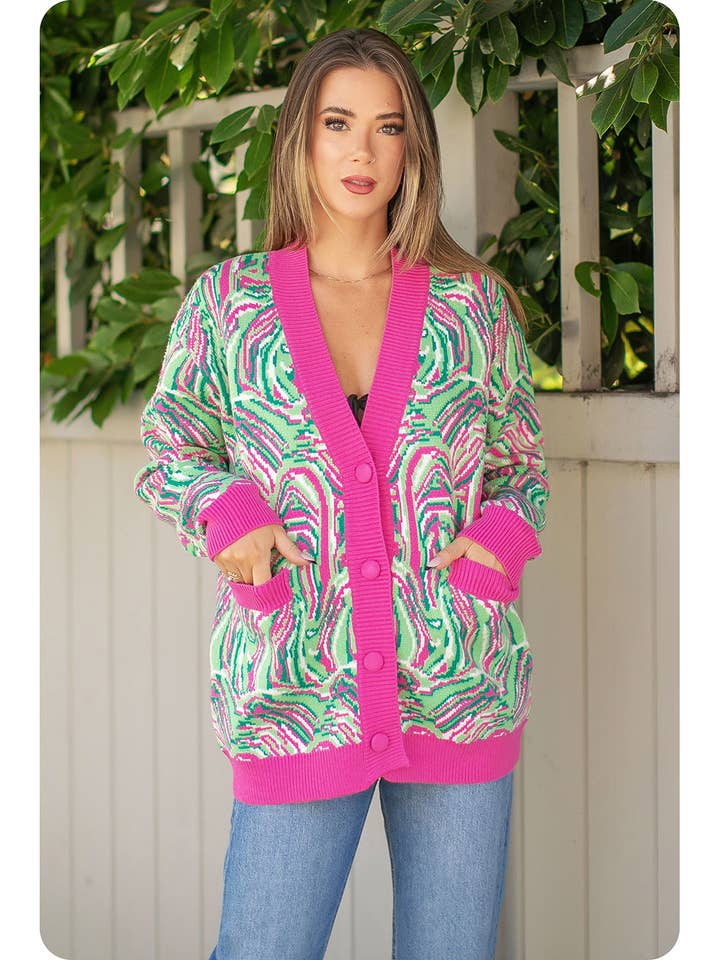 Swirl Print Knit Cardigan for wholesale by Strut & Bolt
