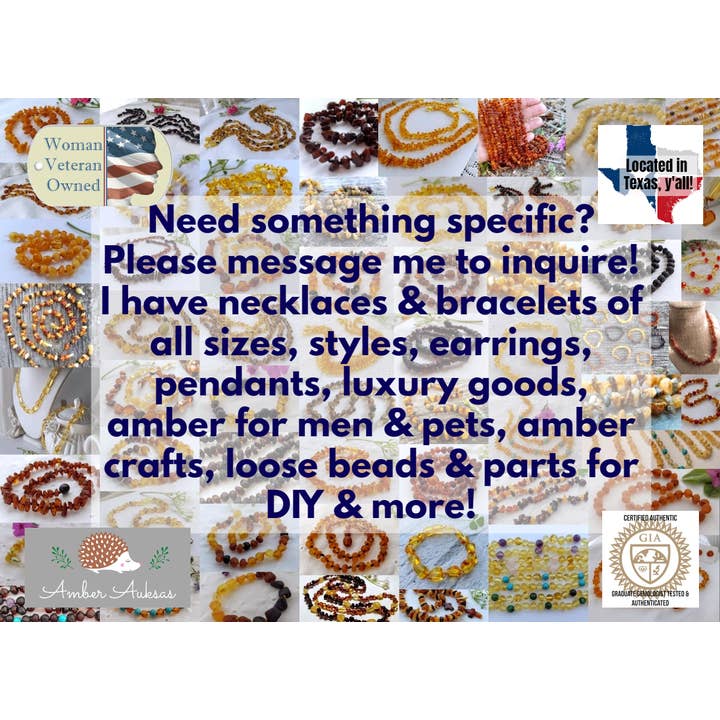 Amber Auksas - Wholesale Beaded Bracelet - Polished Firey Honey Baltic Amber Bracelet w/ Tag Cert GIA11