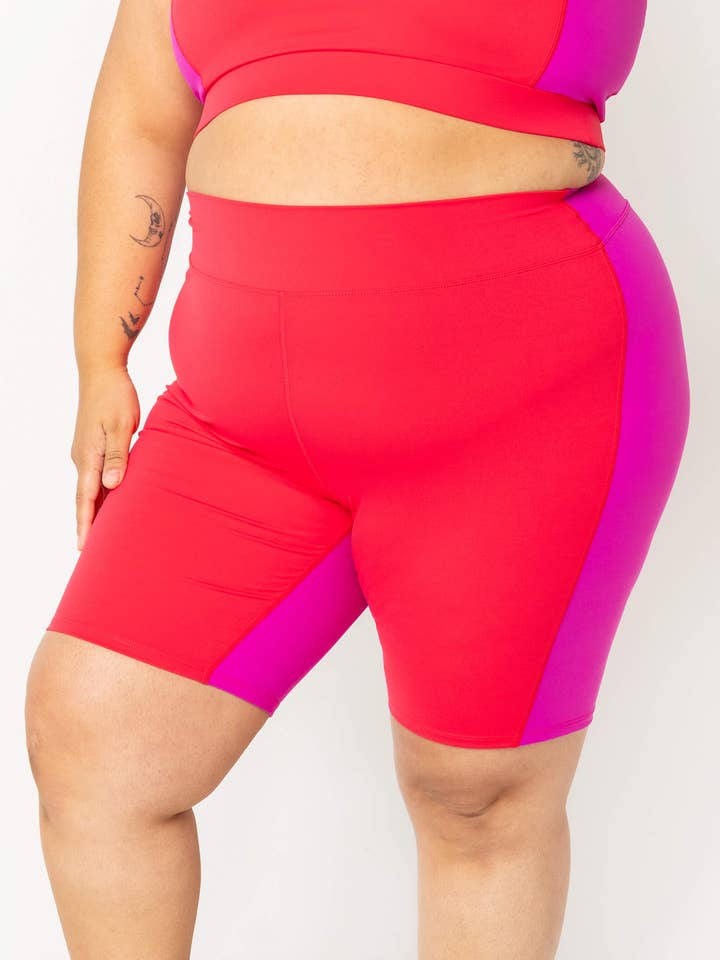 9 Inch Swim Shorts - Colorblock Fuchsia for wholesale by Superfit Hero