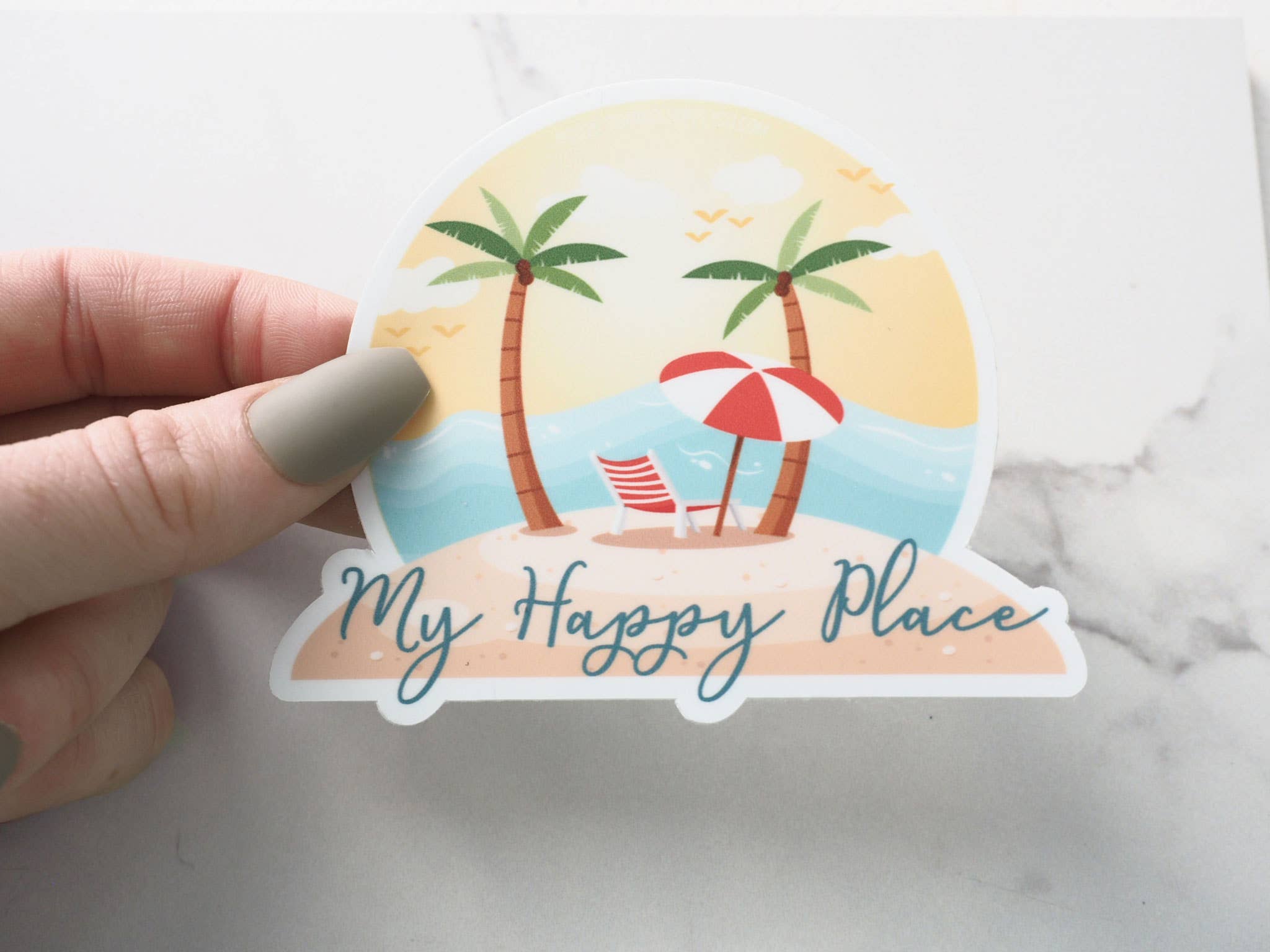 Sentinel Supply - Wholesale Sticker - My Happy Place Beach Sticker - Ocean Waves Shore Decal5