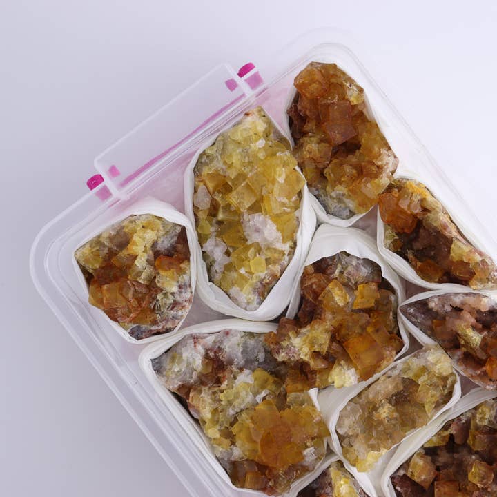 Yellow Fluorite Flat from Morocco for wholesale by Mi Esperanza Minerals