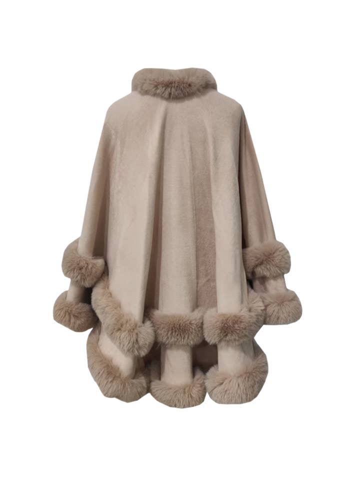 Rosa Clothing - Wholesale Cape - Women's - Boho Faux Fur Cape Shawl Cloak9