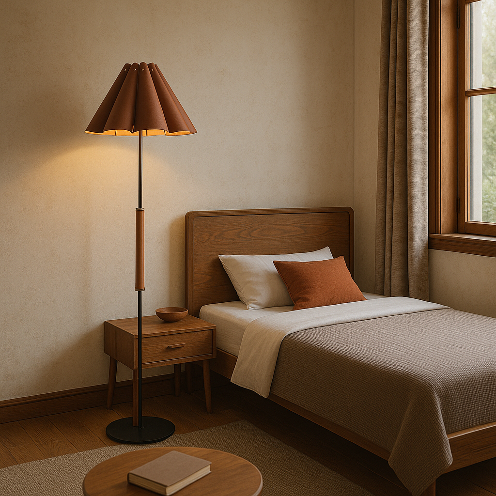 VIVZONE - Wholesale Floor Lamp - Floor Lamp With Leather Ruched Shade1