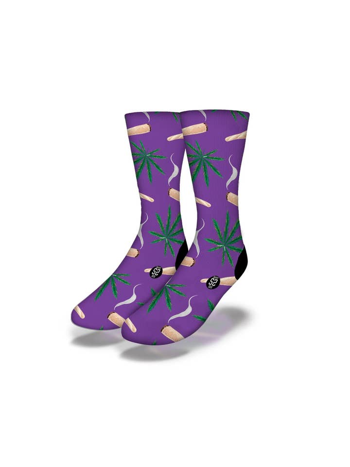 Savvy Sox – Großhandel Socken - Unisex – Weed & Burning Blunts Fun Weed Socken (lila)
