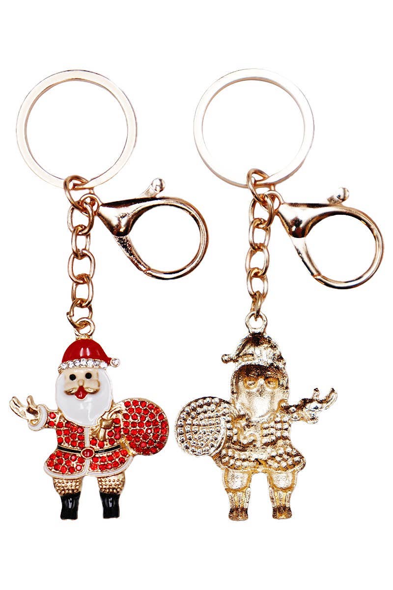 ASSORTED Christmas Ornament Bling Rhinestone Key Chain for wholesale on Faire2