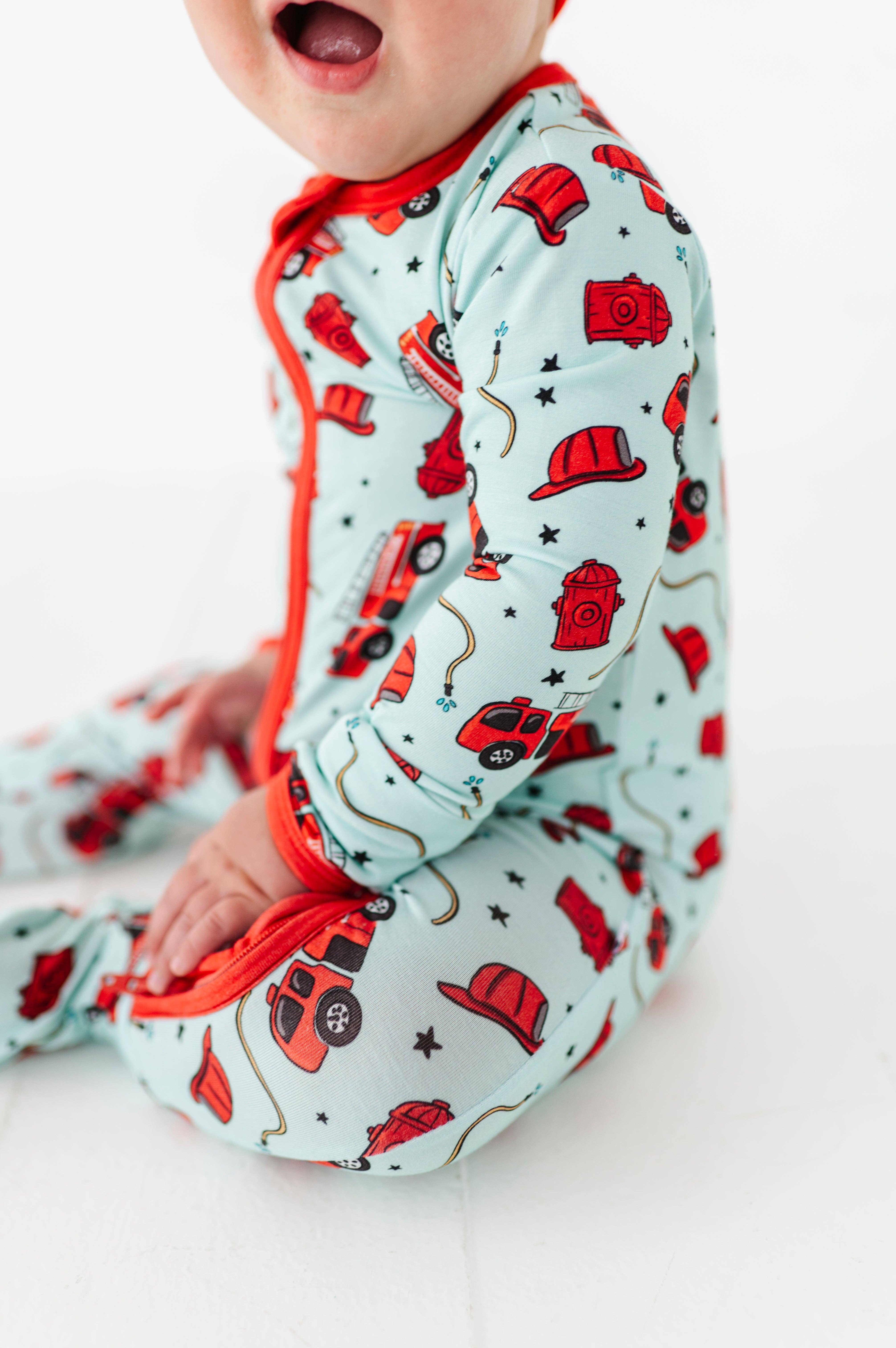 Little Pajama Co. - Wholesale Bodysuit (Footed) - Baby - Fire Truck Footed Onesie2