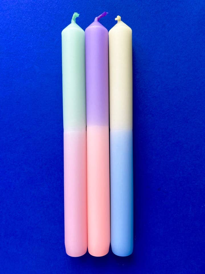 EASTER DELIGHT Dip Dye Dinner Candles Trio for wholesale by The Colour Emporium