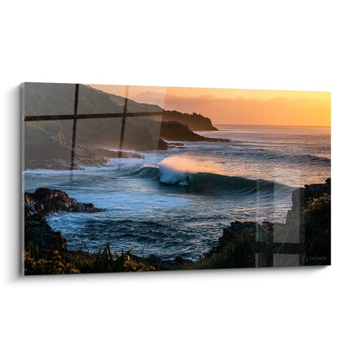 Waves at Sunset Painting - Golden Break - Surf Edition for wholesale by Walensky