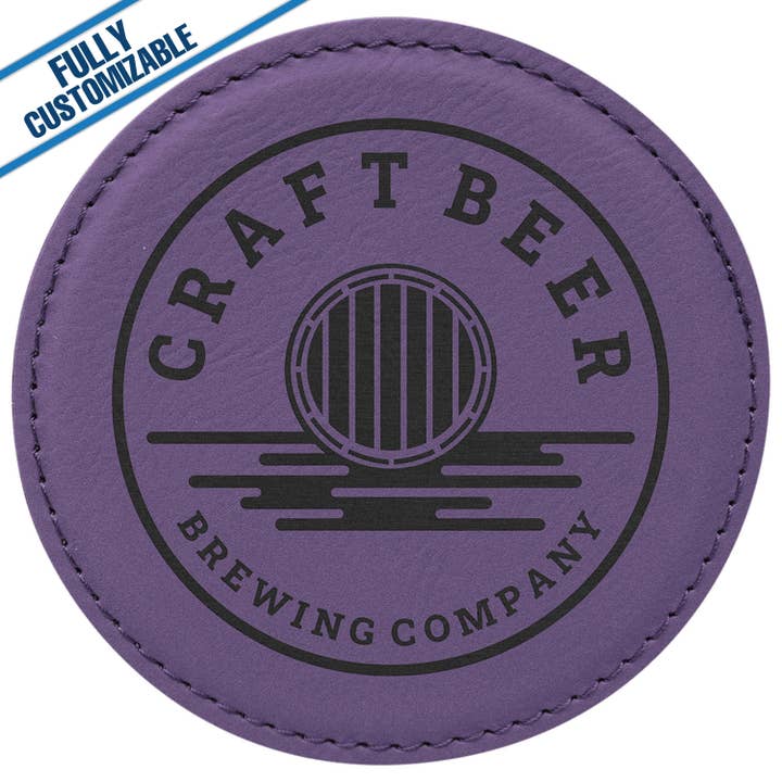 GiftWorksPlus - Wholesale Coasters - Engraved Leatherette Round Coasters - Fully Customizable16
