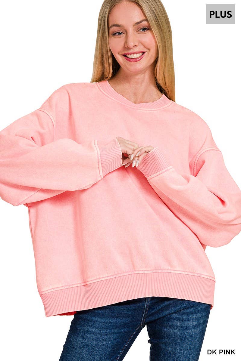 42POPS - Vendita all'ingrosso Felpa - Donna - ._ 0812 Plus Pullover in Pile Oversize Lavaggio Acido SI-2808111