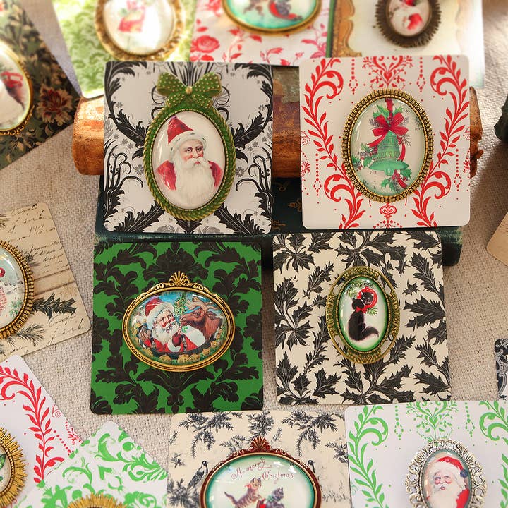 Asunder Bazaar - Wholesale Brooch - 20pc Vintage Christmas Brooches on Cards 7