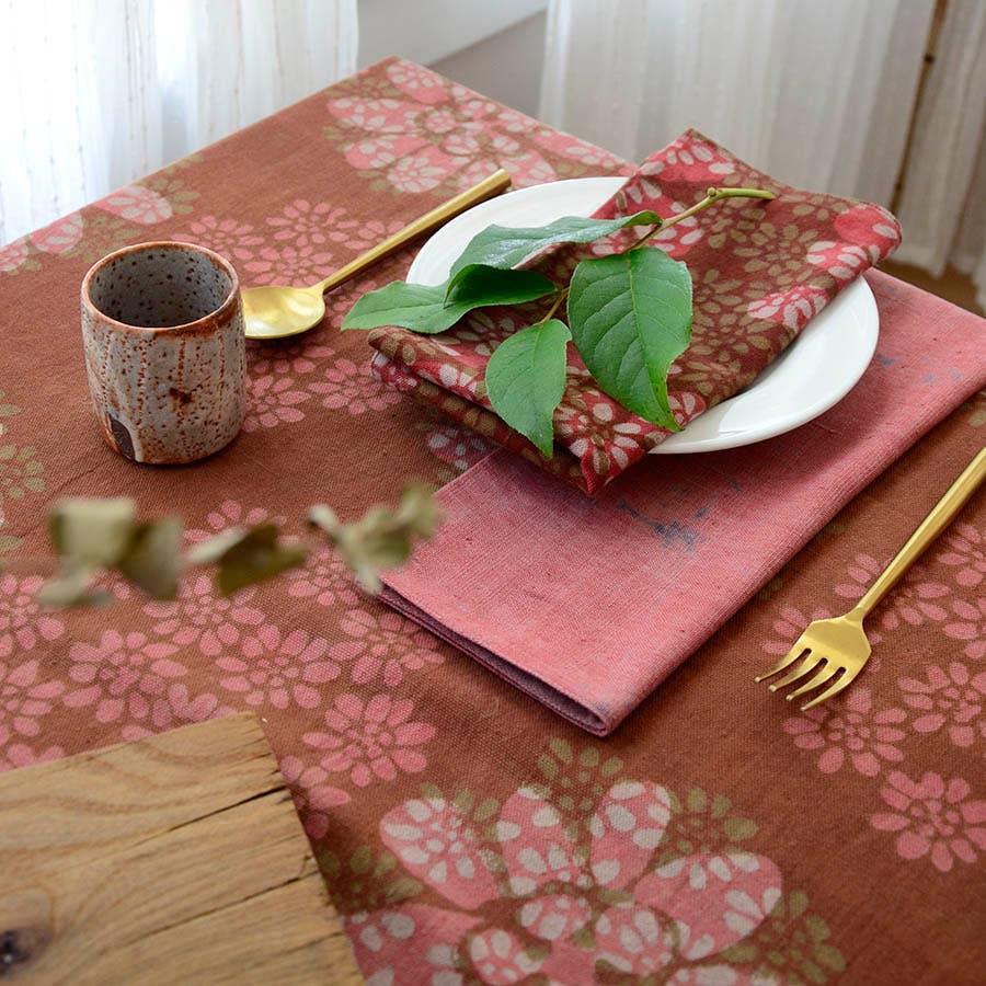 Ichcha - Wholesale Dinner & Cloth Napkin - Block Print Napkins in Terracotta (Set of 4) - Forget Me Not9