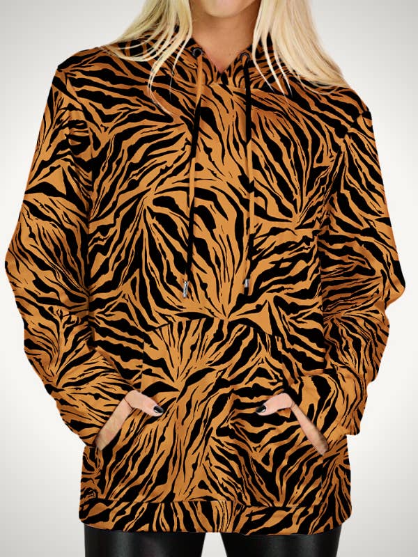 Its a Vibe Velvet Printed Hoodie // Wild Thing Tiger for wholesale by The OM Collection