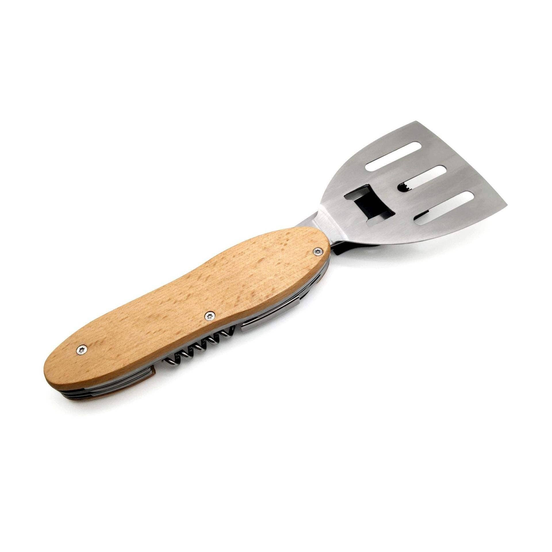 VIGOR - Vendita all'ingrosso Utensile per barbecue - Set di utensili BBQ, Set di utensili BBQ 5 in 1 multifunzione pieghevole portatile spatola (confezione da 10)6