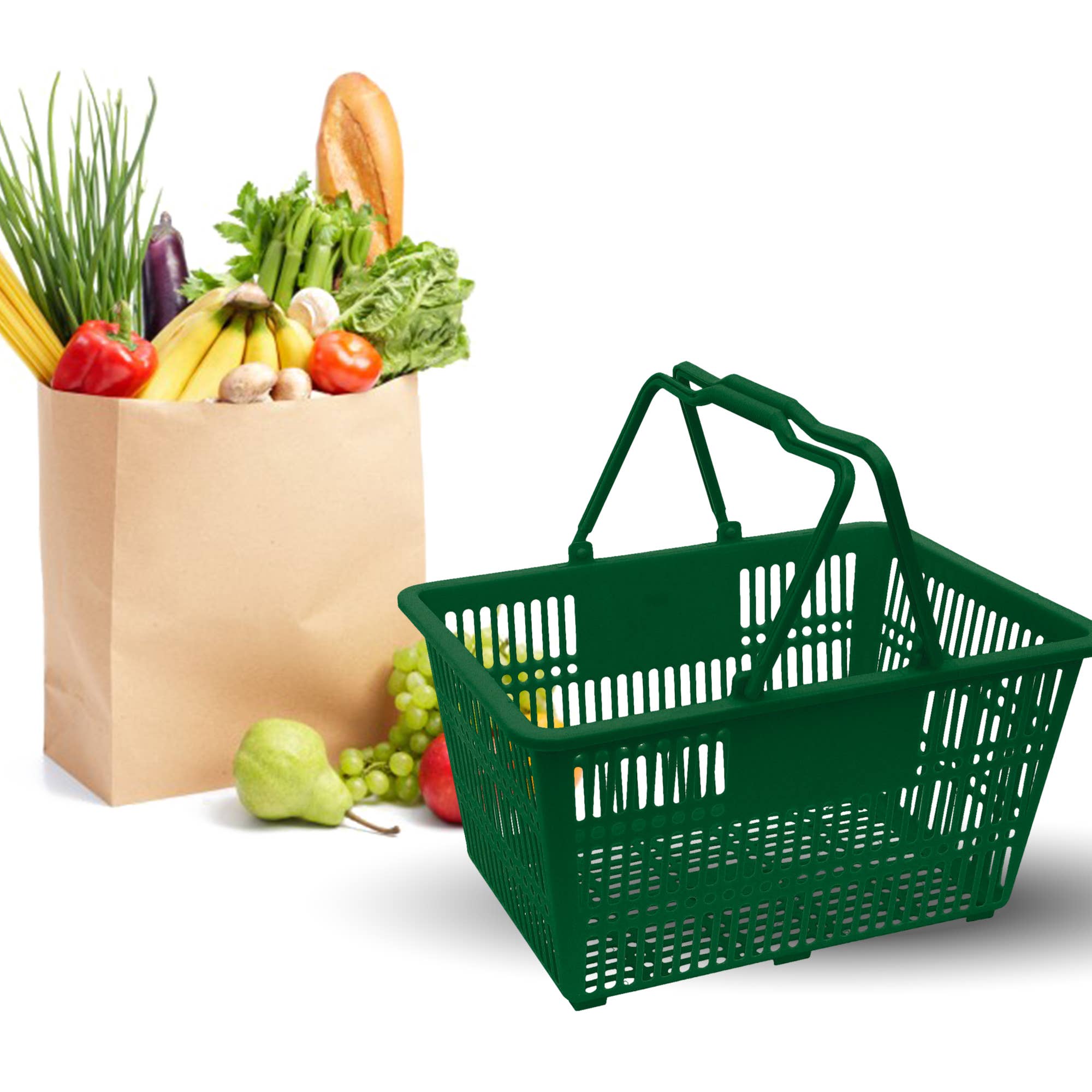 DisplayCanada - Vente Sacs de course/à provisions - Paniers de courses en plastique durable pour utilisation en magasin et épicerie3