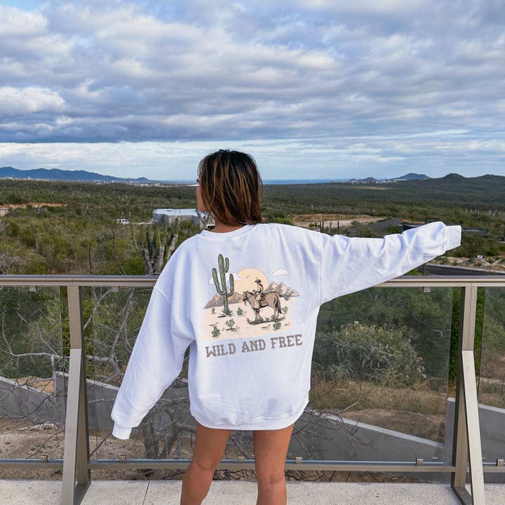 Monday Muse - Wholesale Graphic Sweatshirt - Women's - Retro Wild West Cowboy Western Aesthetic Oversized Sweater