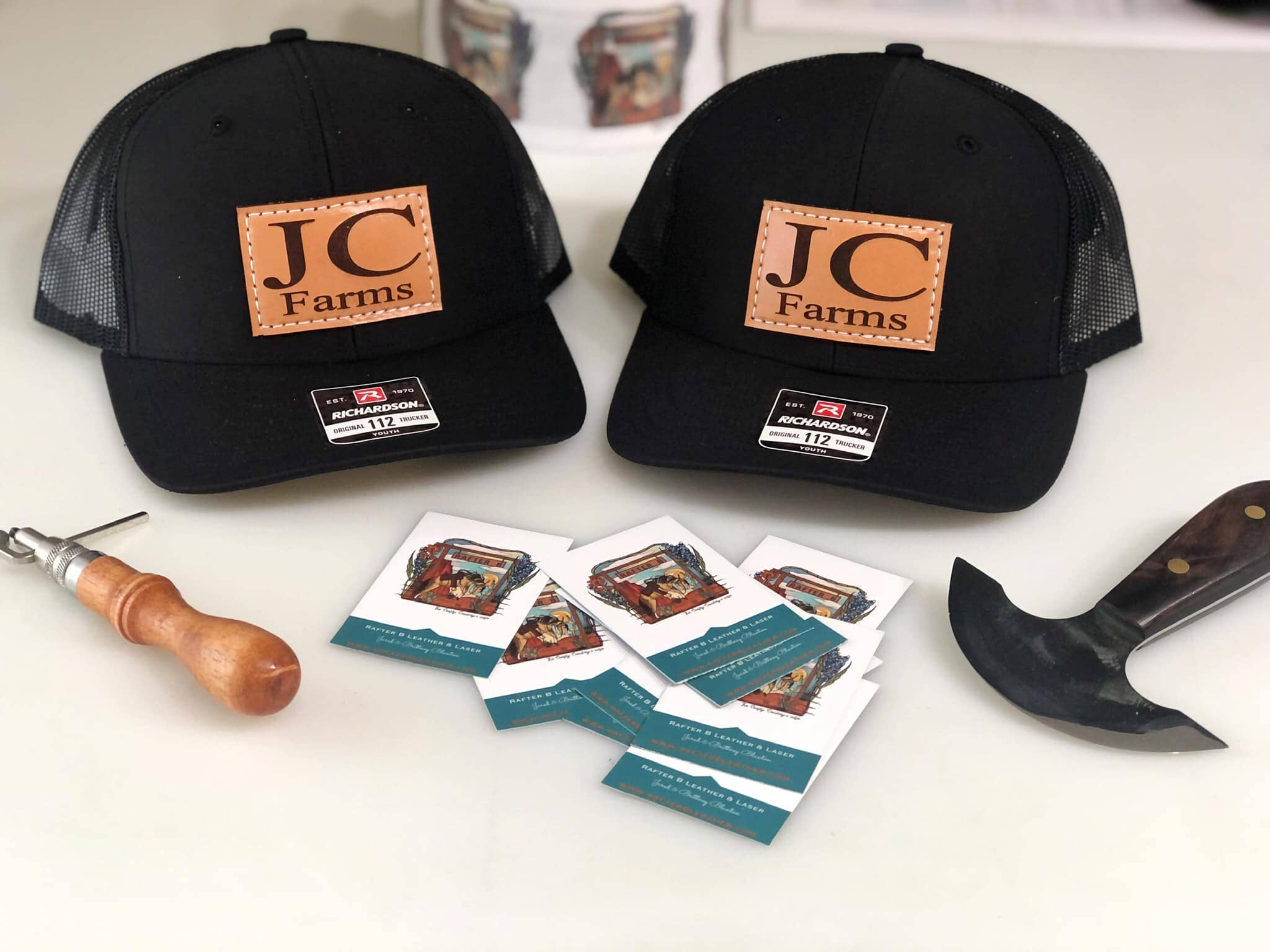 Rafter B Leather – boné - Unissexo por atacado – Patch em Pele Personalizado Chapéus (24+ Chapéus)4