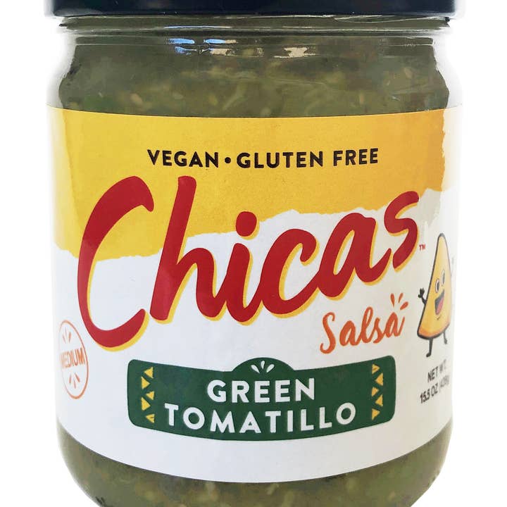 Chicas 15.5oz Green Tomatillo Salsa for wholesale by Chicas Tortilla Chips
