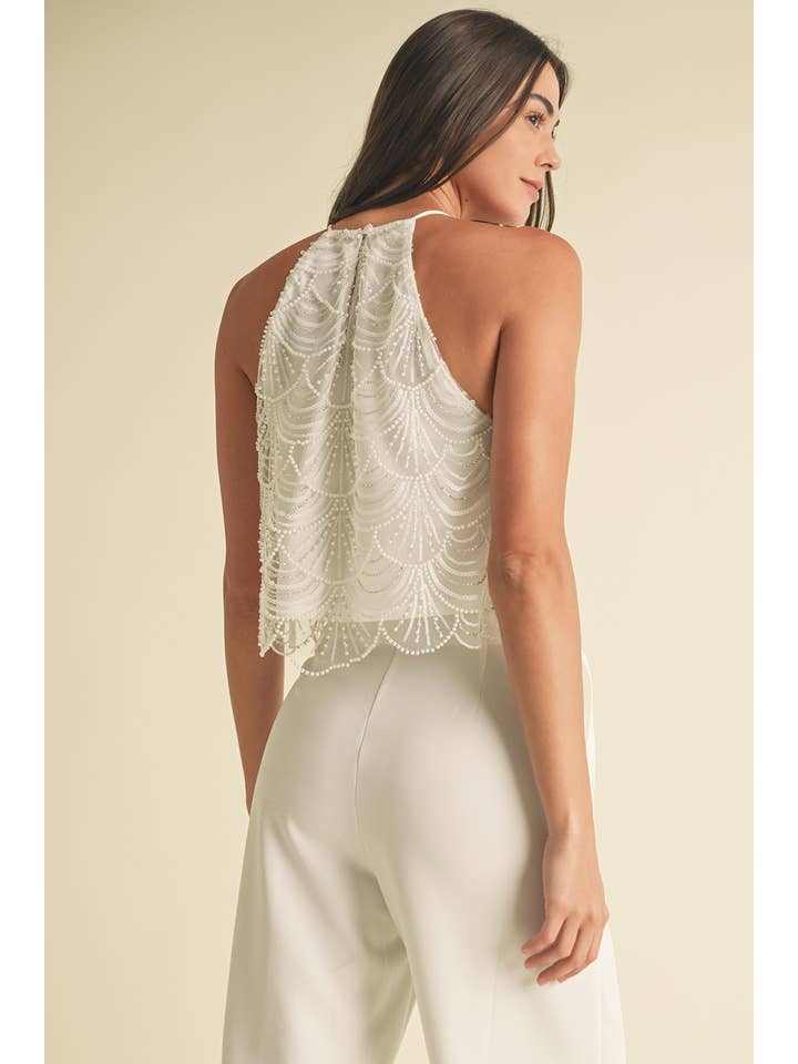 White Mermaid embellished Top for wholesale on Faire6