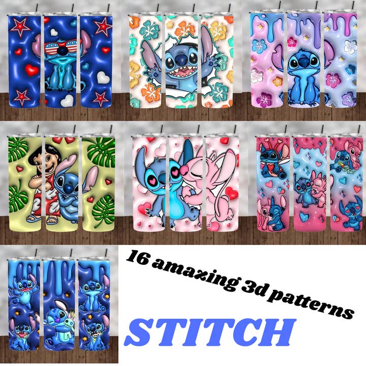 Personalisierte Tumbler Stitch Wasserflasche, isolierte Flasche & Strohhalm, Edelstahl-Trinkgeschirr, 16 erstaunliche 3D-Muster zur Auswahl für den Großhandel von SubliMasterUK