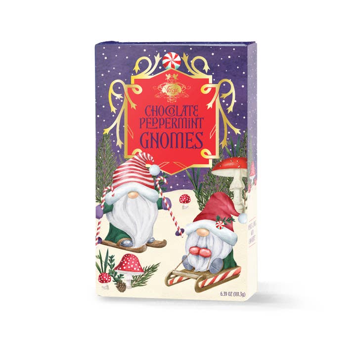 Vosges Haut-Chocolat - Wholesale Chocolate Box - Gable Box of Peppermint Candy Cane Gnomes 7 Pieces