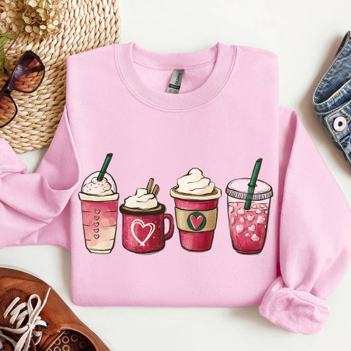 Café de San Valentín, bebidas, sudadera, Día de San Valentín para venta al por mayor de Refinery Number One LLC