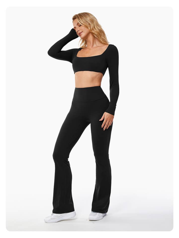 Mantra Active - Wholesale Activewear Set - Women's - Zoey Super Crop Top and Flare Yoga Pant Activewear Set 7