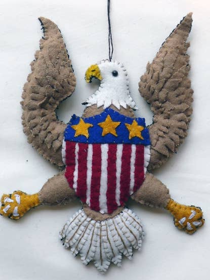 8″ American Eagle Wool Felt Handmade Ornament 4th of July for wholesale by Stitch by Stitch Gifts
