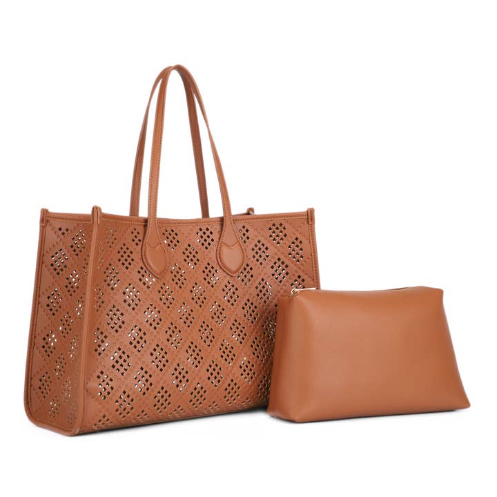 XY60129 Perforated Tote Set for wholesale by Isabelle Handbags