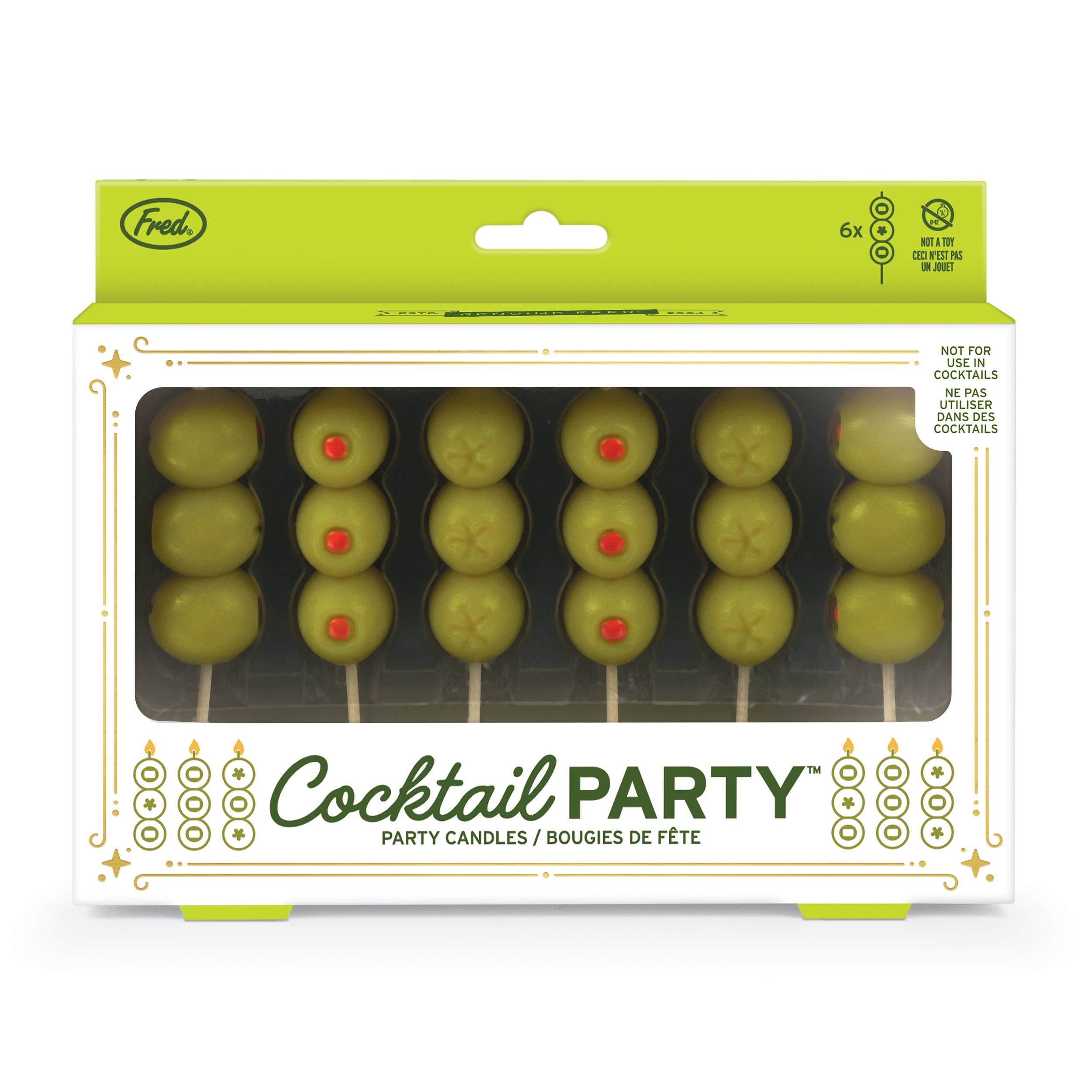 Fred & Friends - Wholesale Novelty Candle - COCKTAIL PARTY Olive Candles - Set of 60