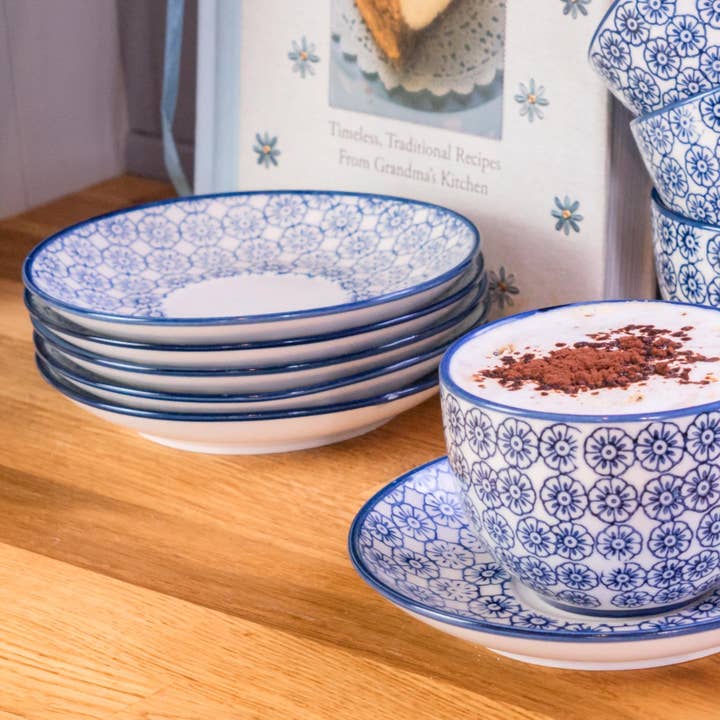 Rinkit Ltd - Wholesale Saucer - Nicola Spring Patterned Porcelain Saucer - Blue Flower1