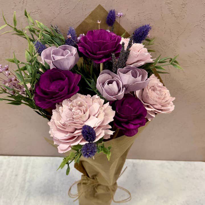 Pre Made Purple Sola Wood Flower Bouquet / Grab and Go Ready for wholesale by Oh You're Lovely