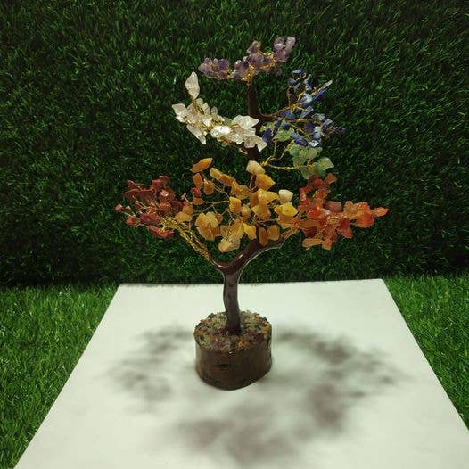 jiomind - Wholesale Spiritual Stone/Crystal - Seven Chakra Gemstone Tree (300 chips, golden wire)1