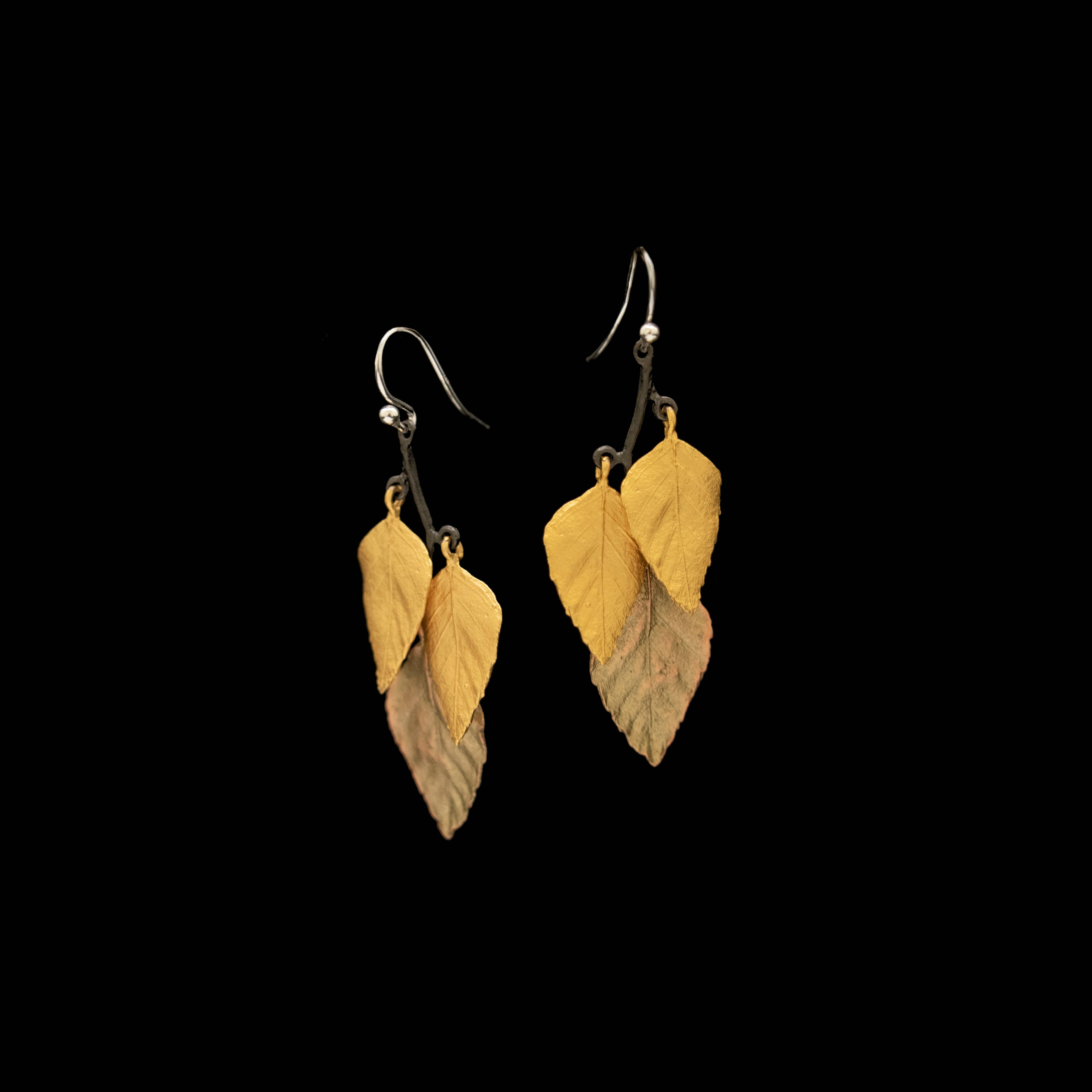 Michael Michaud - Wholesale Dangle Earrings - Autumn Birch 3 Leaf Wire Earrings1