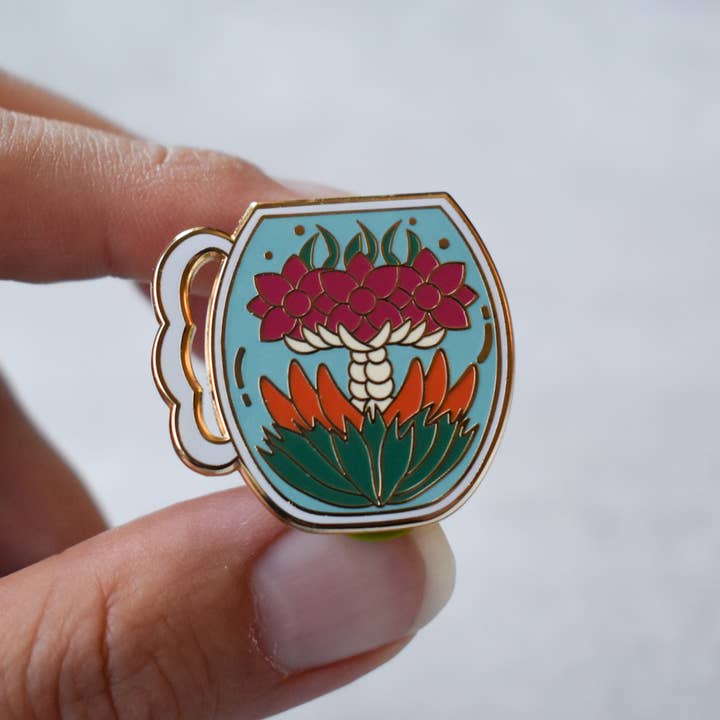Tea Thoughts - Wholesale Lapel Pin/Button - Blooming Tea Enamel Pin