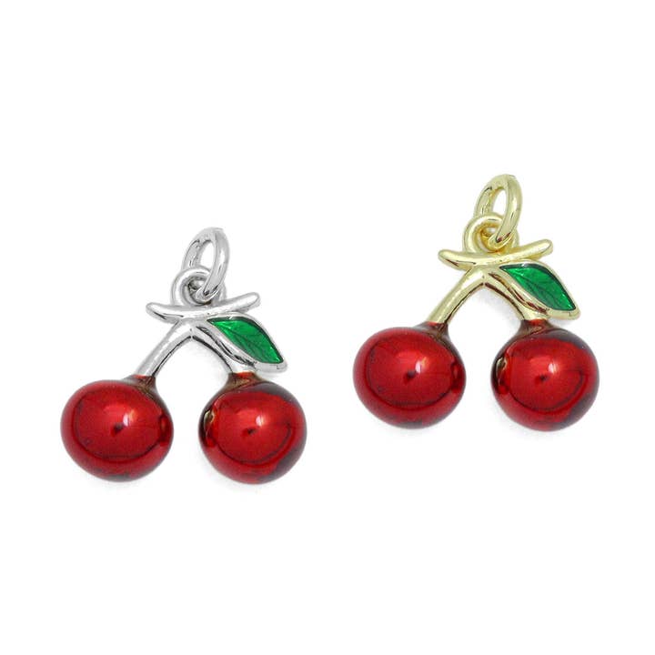 Charm ciliegio smaltato, SKU #Y577 per la vendita all'ingrosso da parte di BestBeads&Beyond