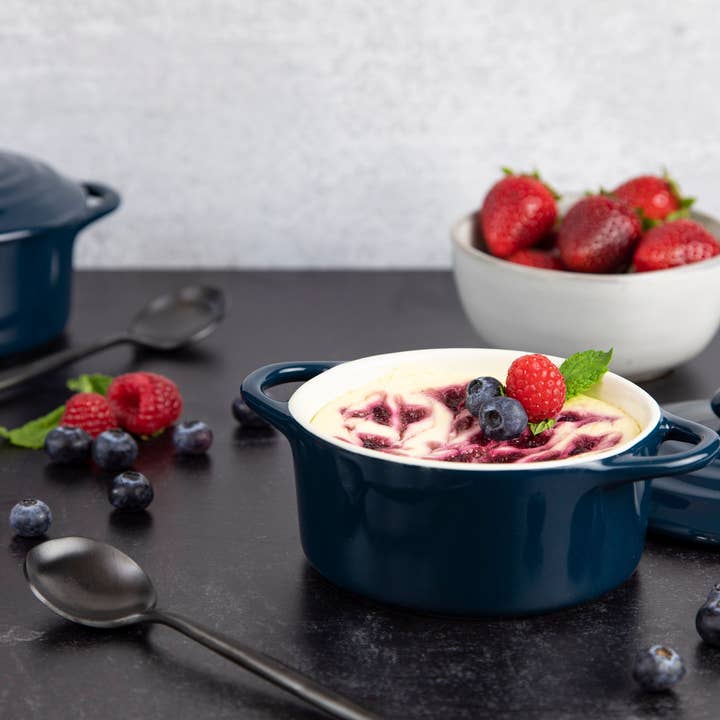 Kook - Wholesale Baking Dish - Kook Mini Casserole Dishes & Lids, Ceramic, 12 oz, Set of 41