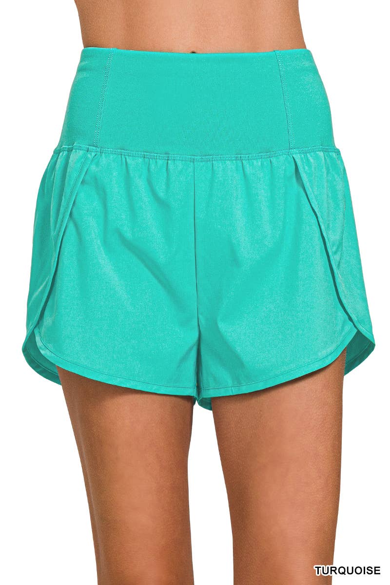 42POPS - Wholesale Athletic Shorts - Women's - ,,,..High Waisted Zippered Back Pocket Running Shorts2