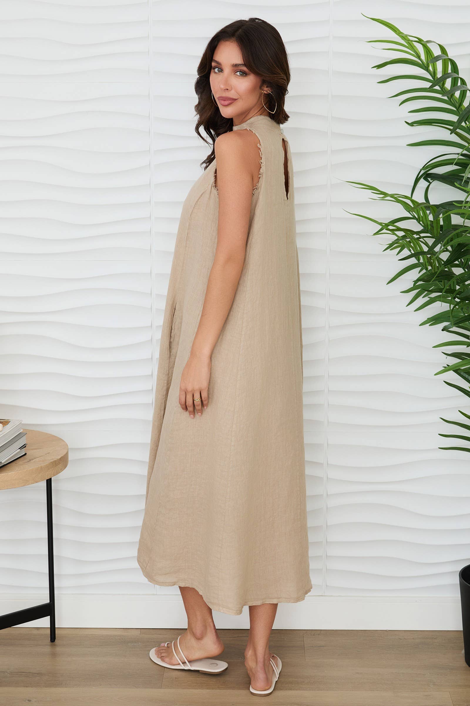 MILIO MILANO – wholesale Dress – Women's – LINEN MOCK NECK MAXI DRESS (155035/12279/154121-NO SEQUIN)1