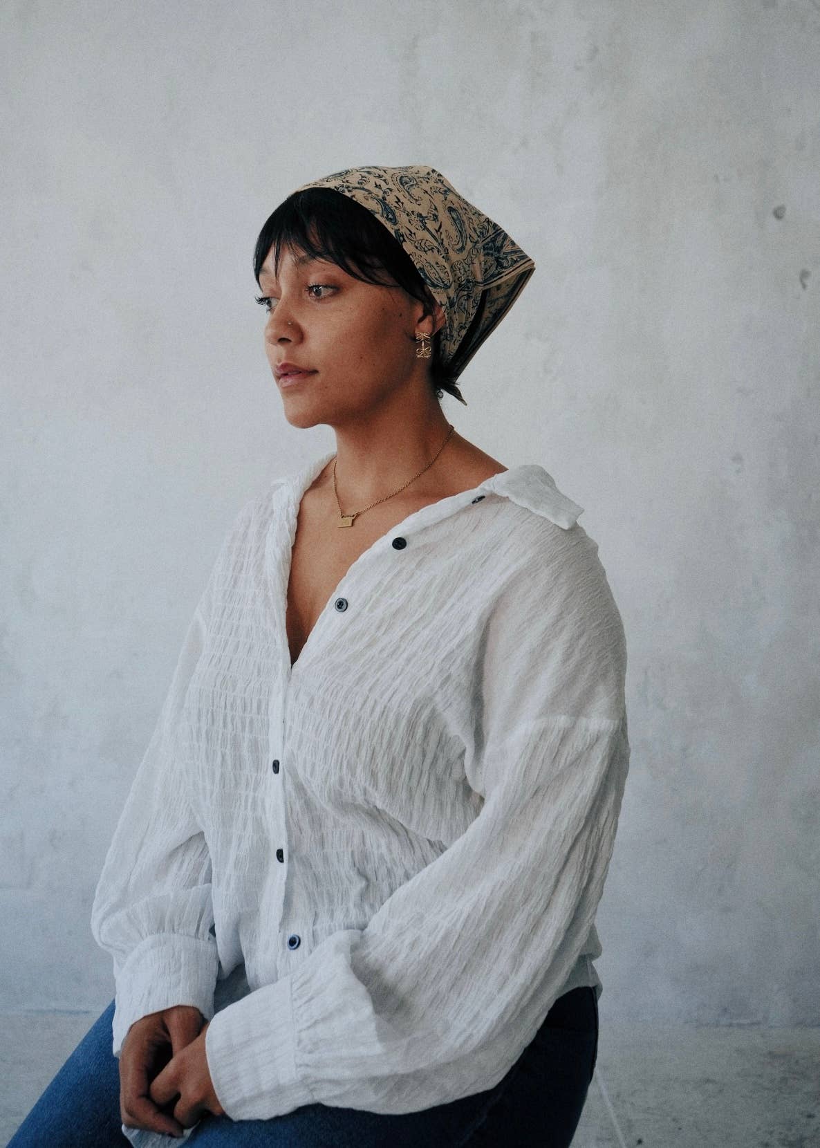 White Lotus Fashions - Vendita all'ingrosso Bandana - Donna - Bandana in Cotone Kalamkari - Paisley Blu (KK1412)