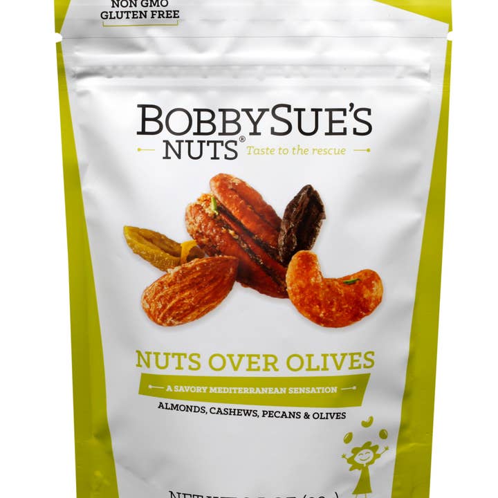 BobbySue's Nuts - Wholesale Nuts - Nuts Over Olives Nuts 3.5oz Bag