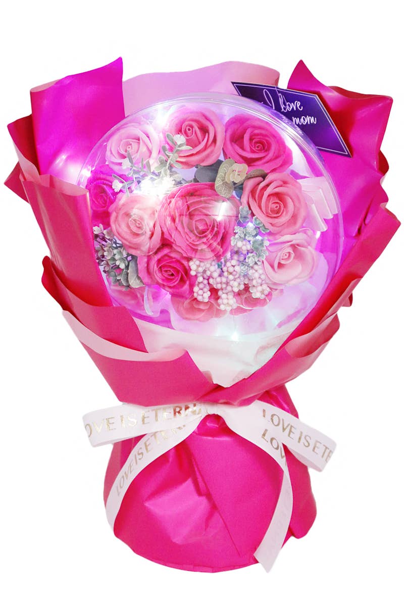 Cap Zone - Vendita all'ingrosso Fiori finti - Rose Globe, sapone Jumbo, bouquet di fiori con luci a LED6