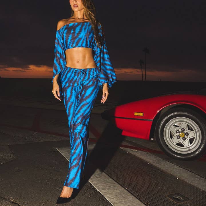 Low-Rise Drawstring Pant in Moody Waters for wholesale by NSA Swim