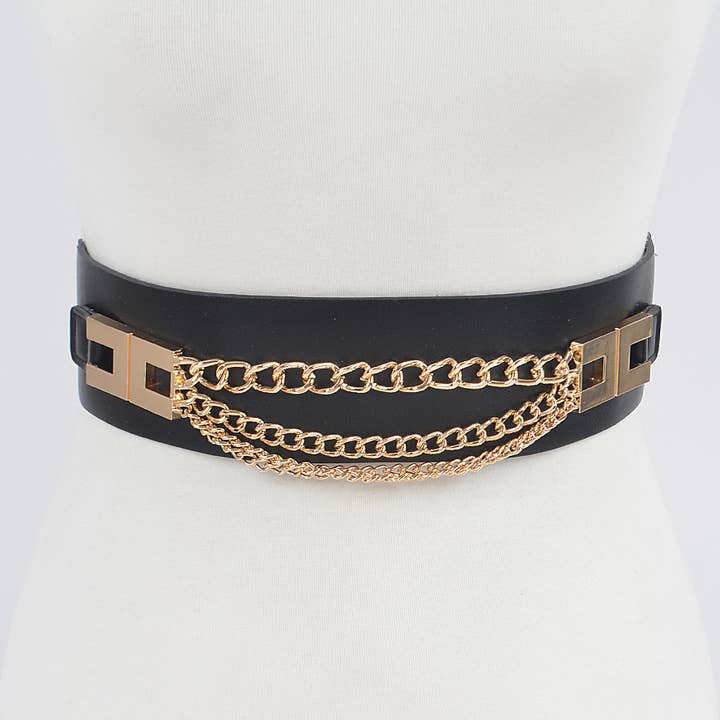 Multi-Layered Chain Plus Size Elastic Belt for wholesale by 3AM BY H&D ACCESSORIES