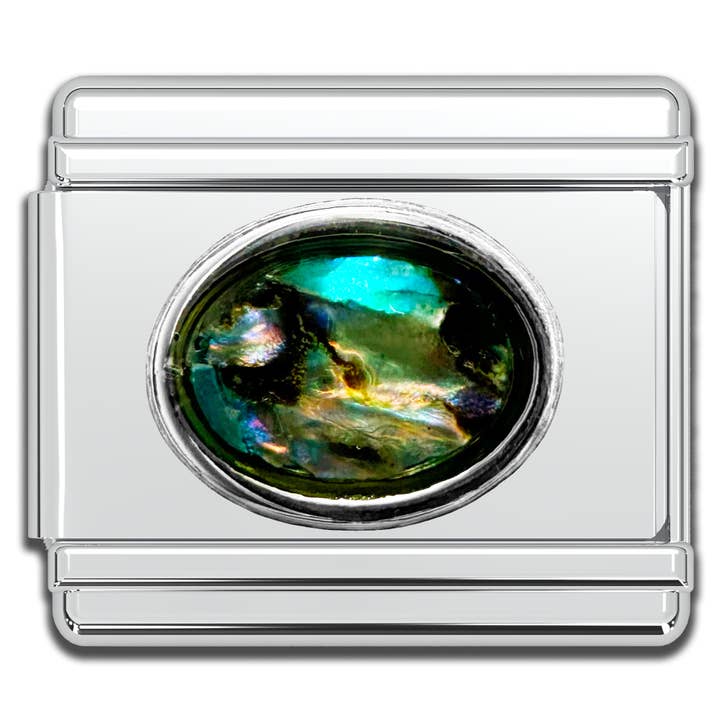 Natalia - Wholesale Individual Charm/Pendant - Italian Charm Bracelet Charms - Paua Shell Cabochon Links