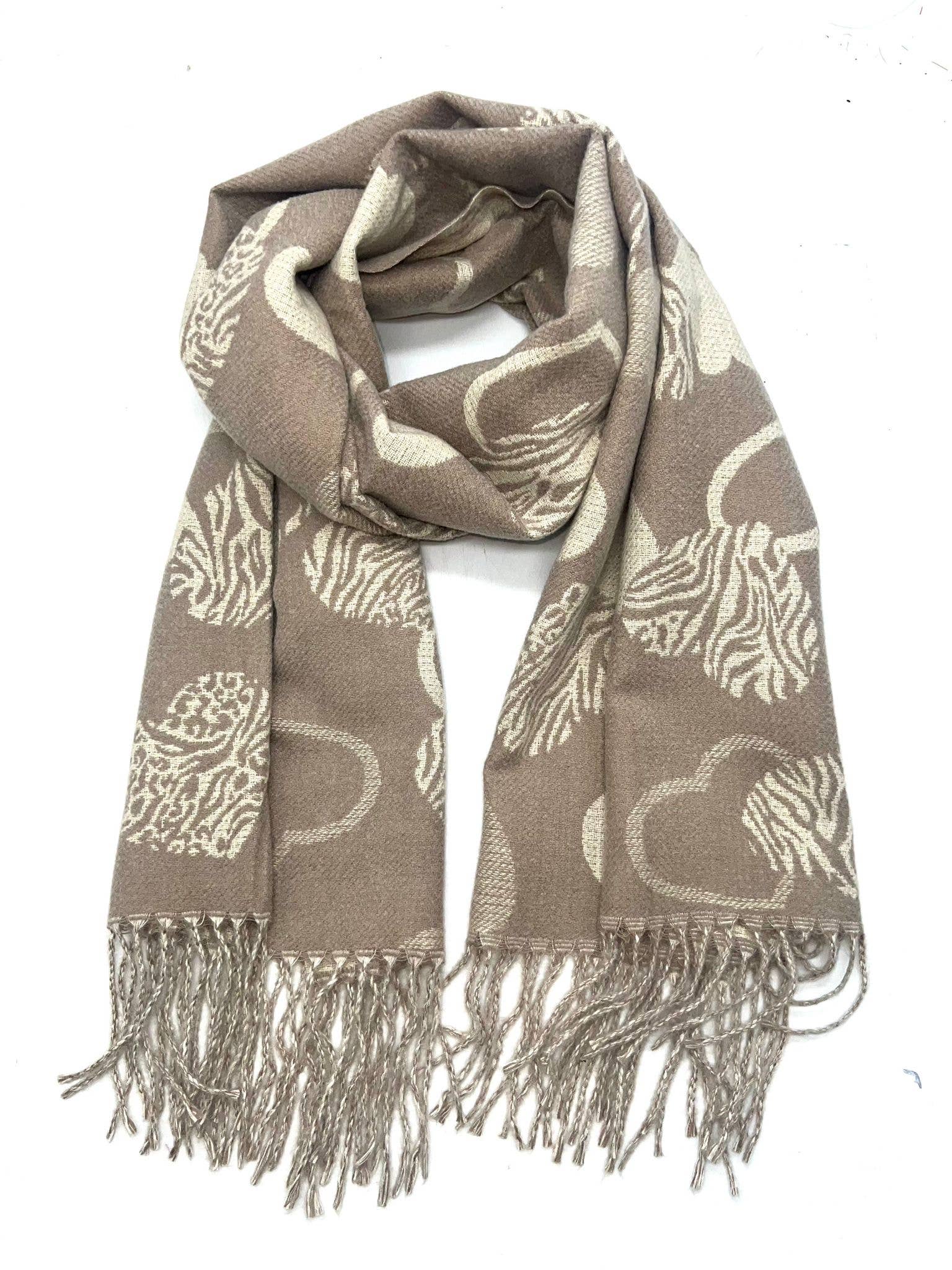 LINETA - Wholesale Scarf - Women's - HH-356 Reversible heart pattern scarf5