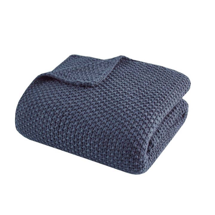 Olliix - Wholesale Throw Blanket - Ultra-Soft Knit Throw Blanket, Navy Blue1