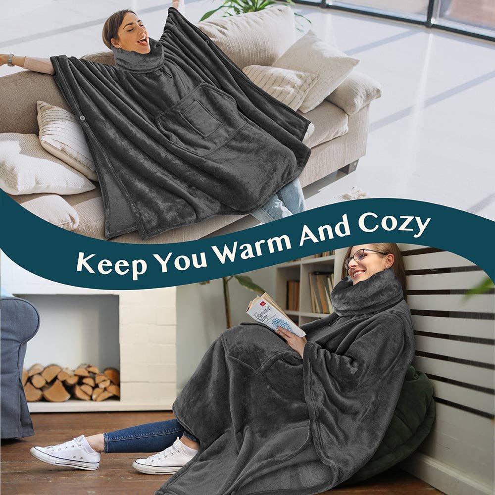Pavilia - Wholesale Poncho - Women's - Neck Warmer Hooded Poncho Blanket41